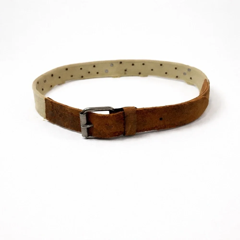 Y2K Flacco Roma Belt Studded Crystal Canvas Leather Distressed Boho‎ Festival